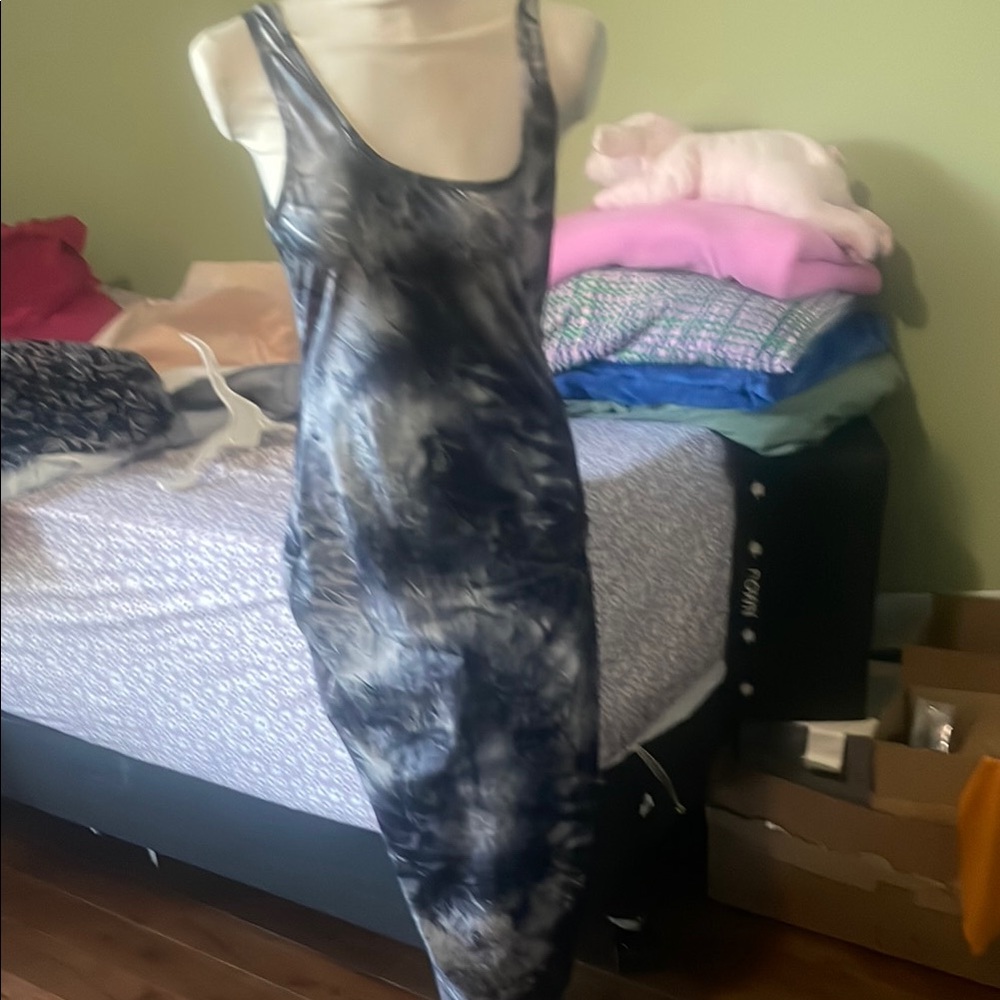 Black and Gray Sleeveless Bodycon Maxi Dress